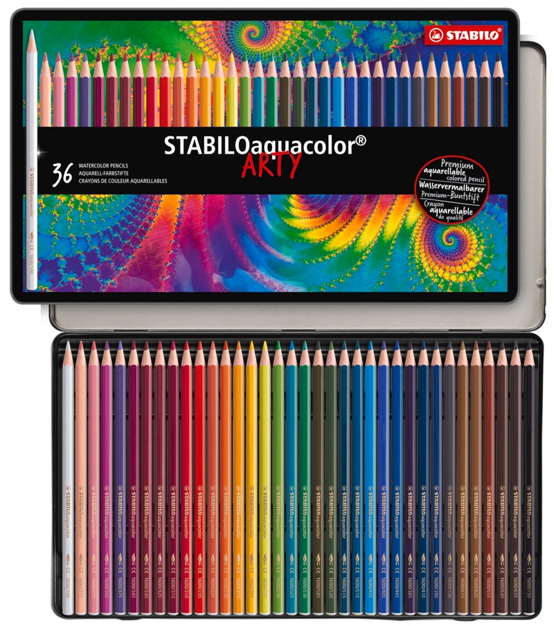 STABILO Aquarellable Coloring Pencil - STABILOaquacolor - Tin of 36 - Assorted Colors - Image 1